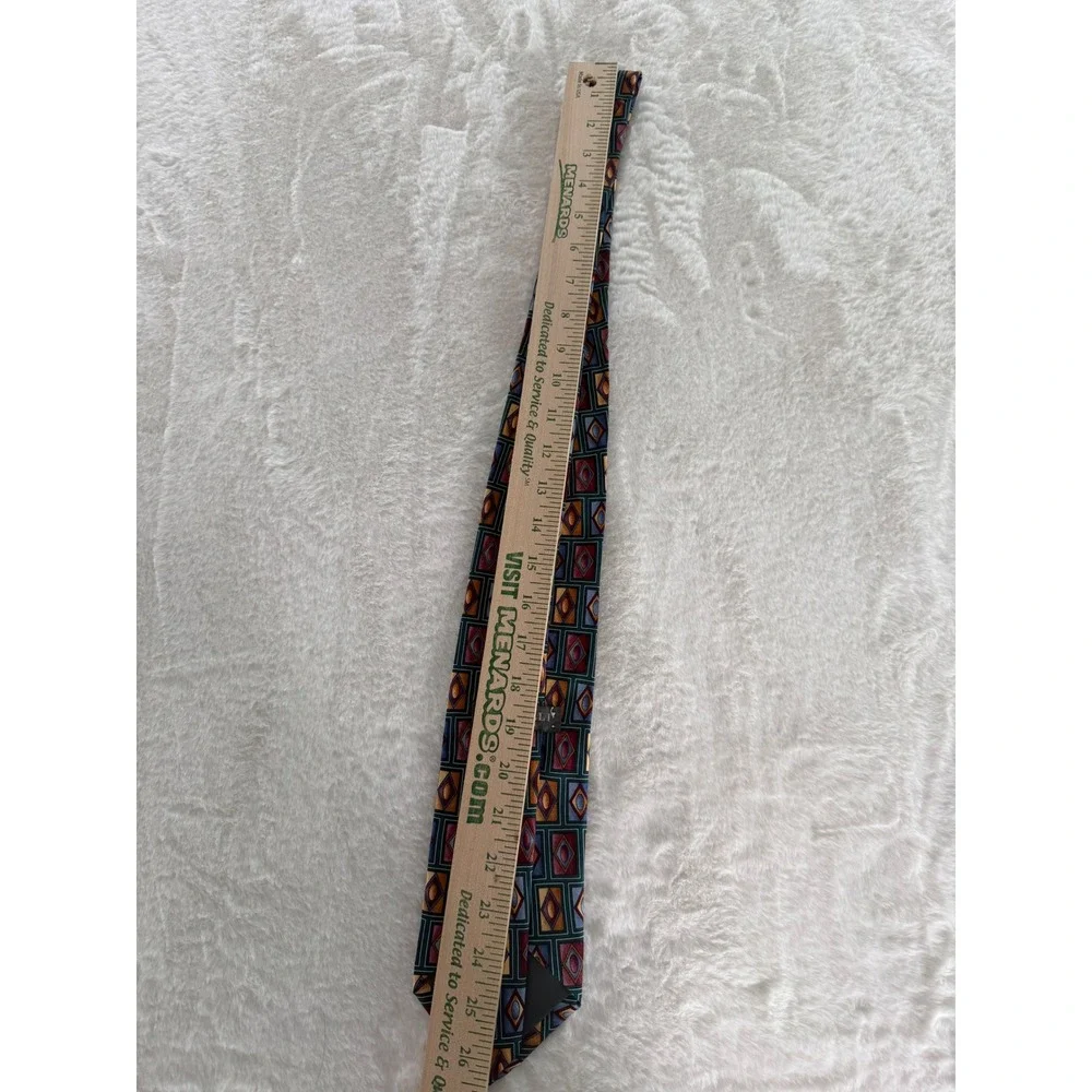 Bardelli Roma Italy Silk Tie‎ Geometric Diamond Teal Gold Burgundy Handmade Men